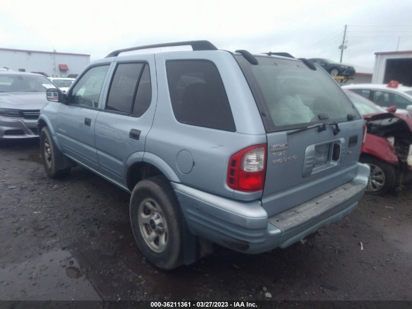 2004 Isuzu Rodeo S 3.2L V6 VIN: 4S2CK58WX44303402 Lot: 36211361