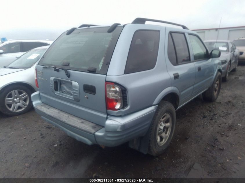 2004 Isuzu Rodeo S 3.2L V6 VIN: 4S2CK58WX44303402 Lot: 36211361