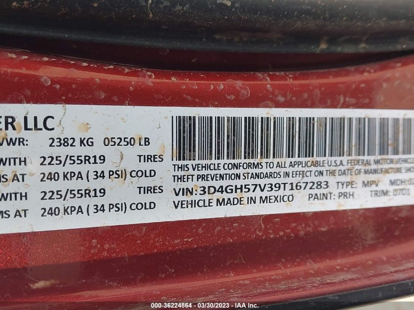 2009 Dodge Journey Sxt VIN: 3D4GH57V39T167283 Lot: 36224864