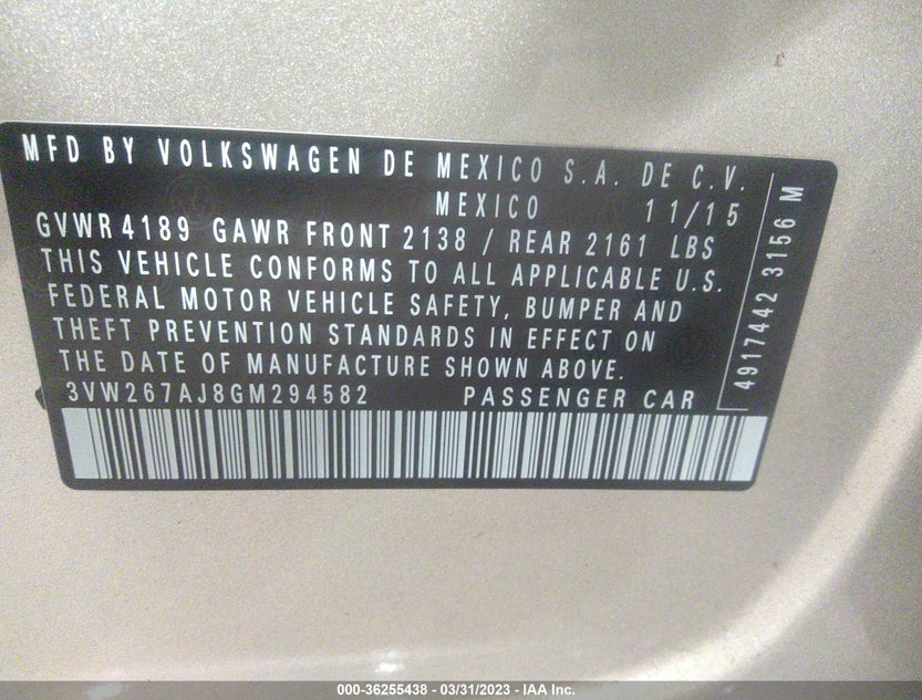 3VW267AJ8GM294582