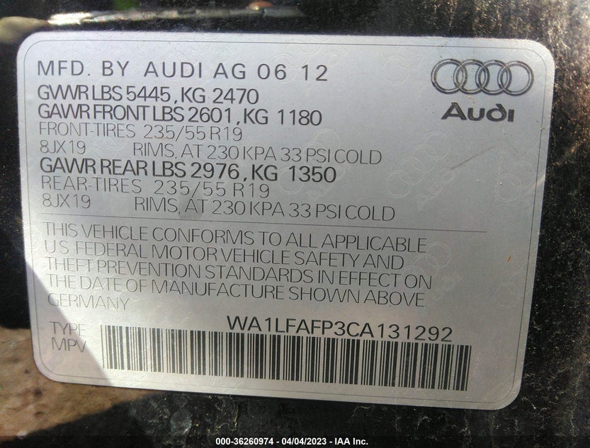 WA1LFAFP3CA131292