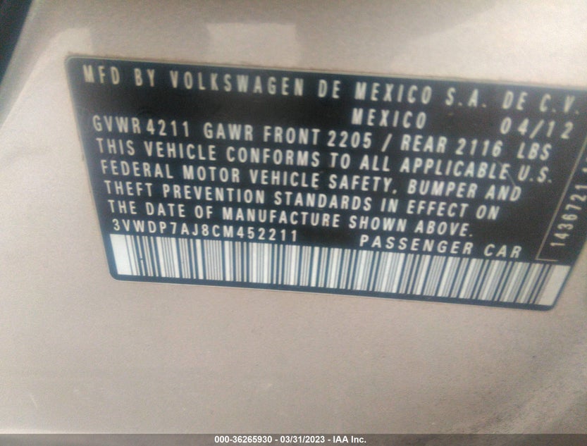 3VWDP7AJ8CM452211