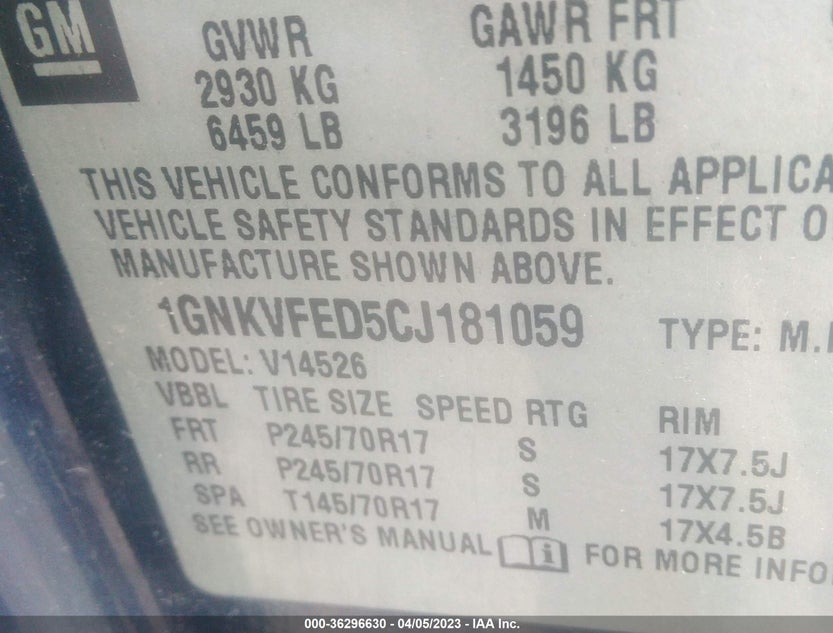 1GNKVFED5CJ181059