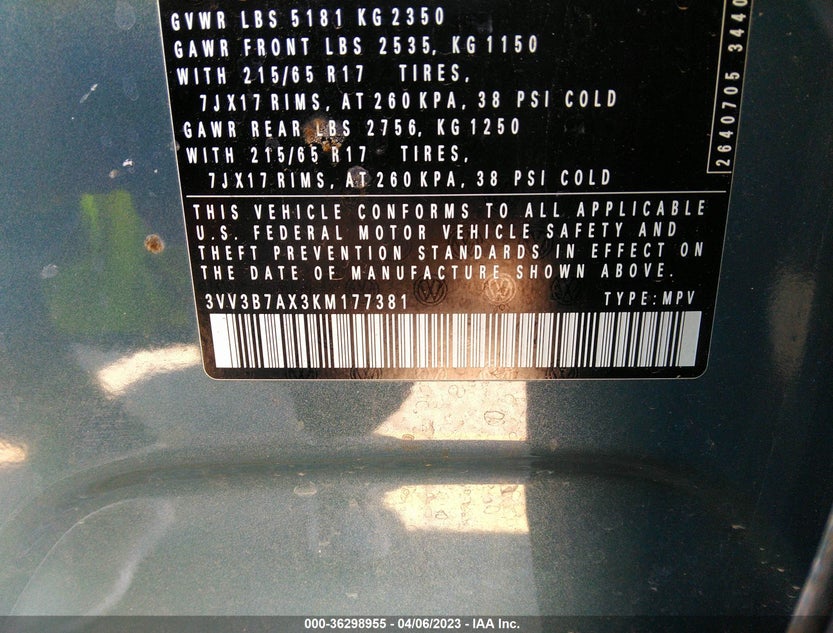 3VV3B7AX3KM177381