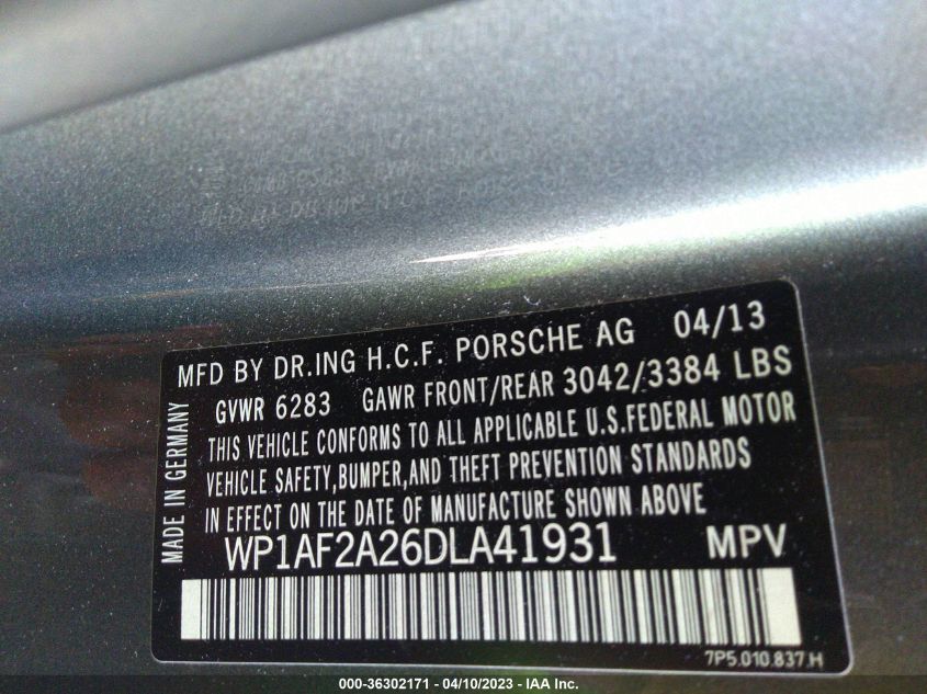 Фото: WP1AF2A26DLA41931 - 9