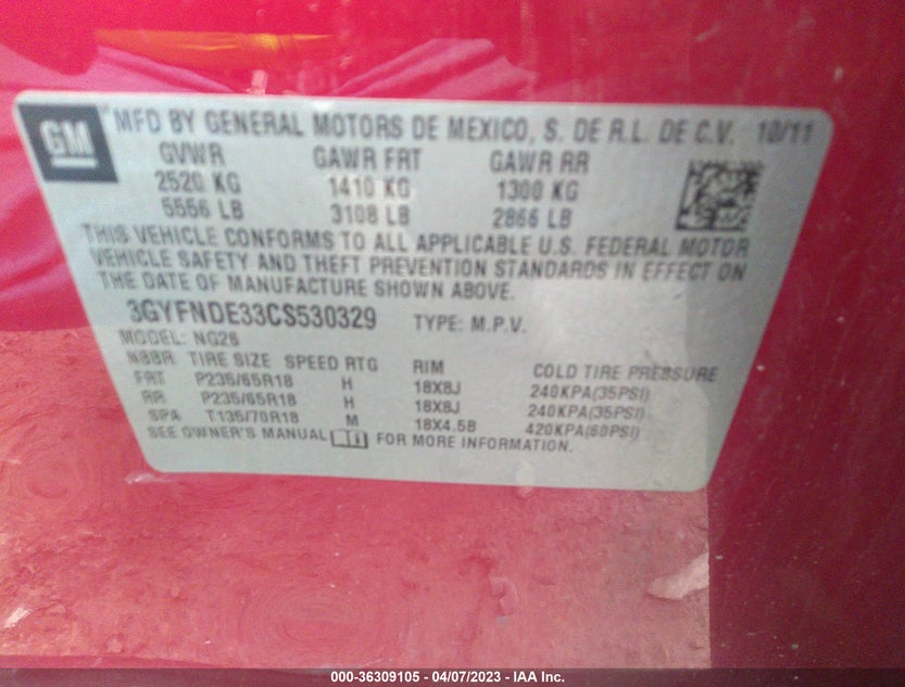 3GYFNDE33CS530329