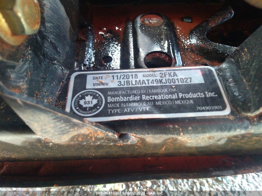 VIN 3JBLMAT49KJ001027 2019 CAN-AM OUTLANDER MAX 570/570 DPS