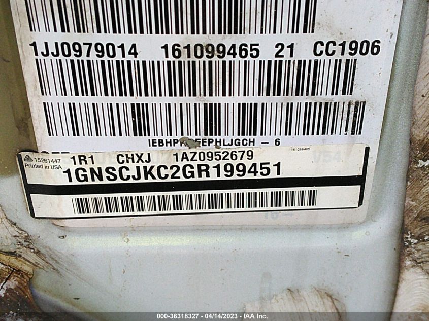 2016 Chevrolet Suburban Ltz VIN: 1GNSCJKC2GR199451 Lot: 36318327