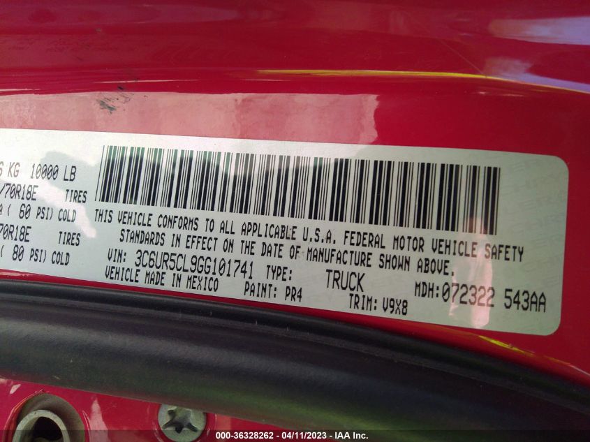2016 Ram 2500 Tradesman VIN: 3C6UR5CL9GG101741 Lot: 36328262
