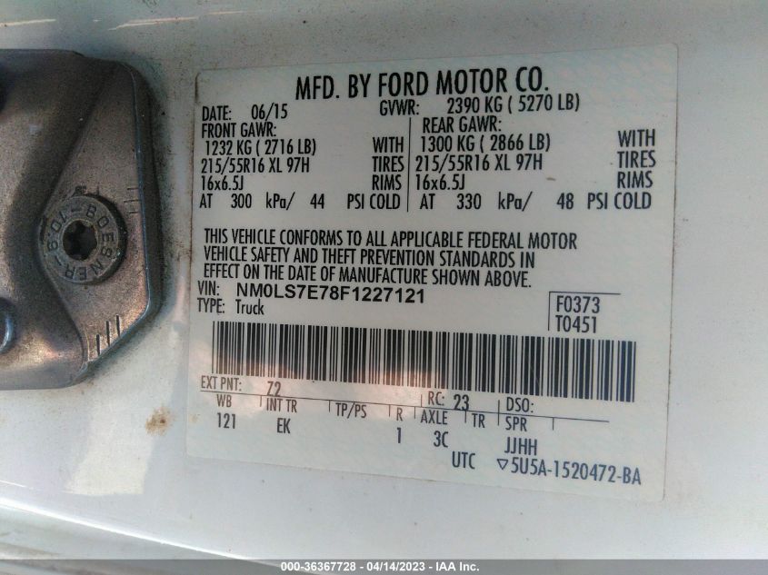 2015 Ford Transit Connect Xl VIN: NM0LS7E78F1227121 Lot: 36367728