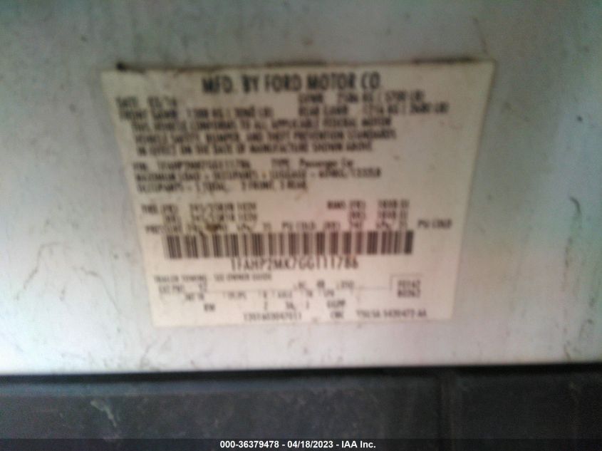 2016 Ford Police Interceptor VIN: 1FAHP2MK7GG111786 Lot: 36379478