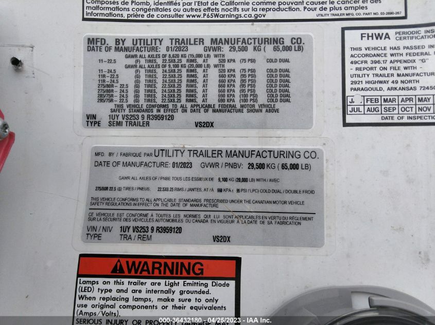 2024 Utility Trailer Mfg VIN: 1UYVS2539R3959120 Lot: 36432180