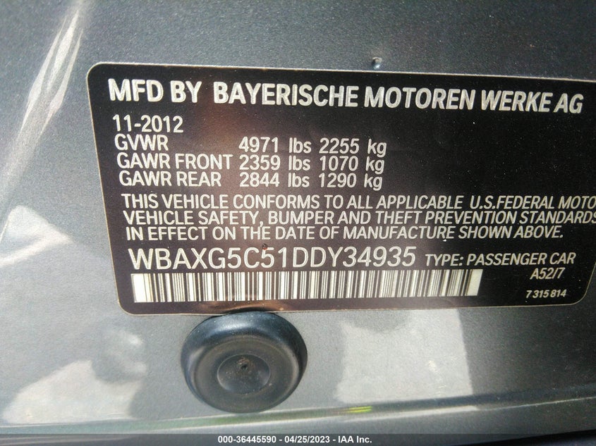 2013 BMW 528I - WBAXG5C51DDY34935