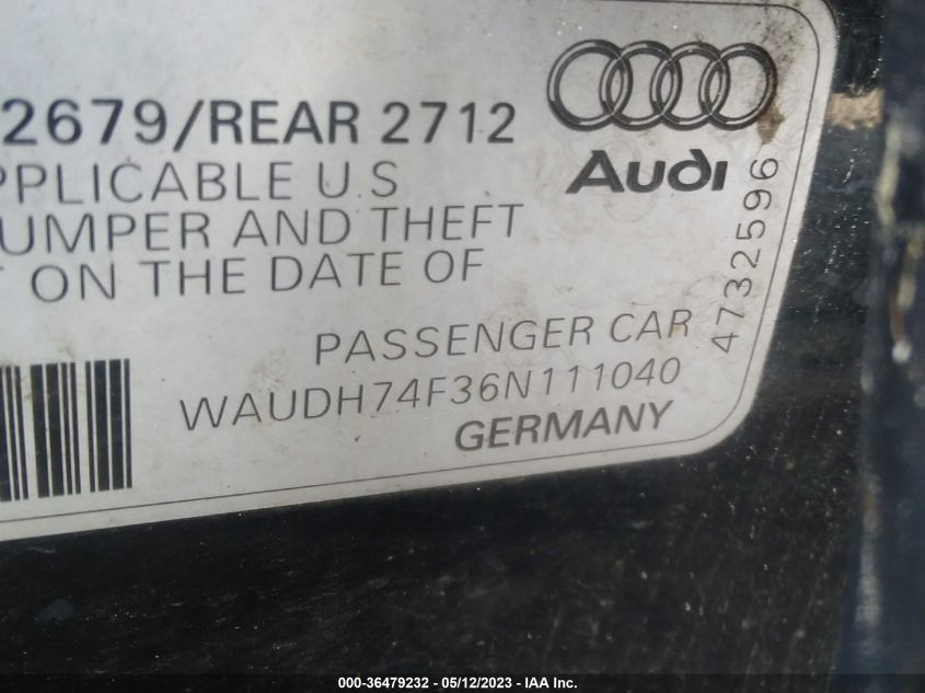 WAUDH74F36N111040 2006 Audi A6 3.2