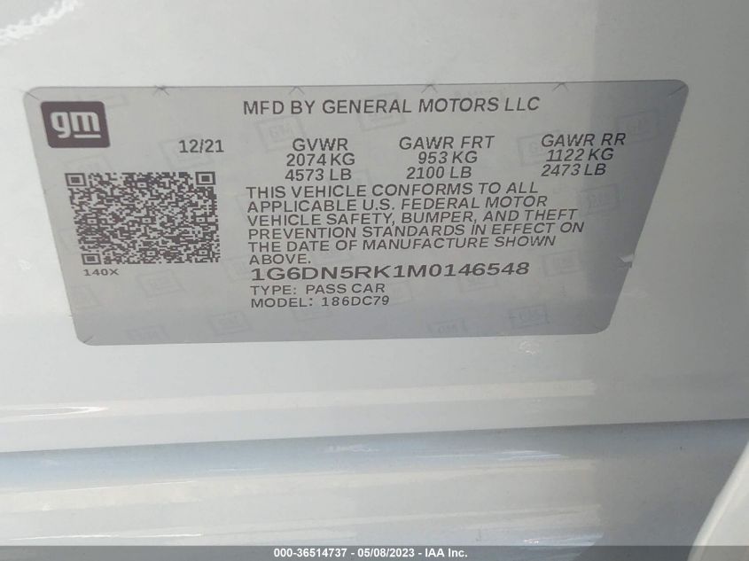 1G6DN5RK1M0146548 2021 Cadillac Ct5 Premium Luxury