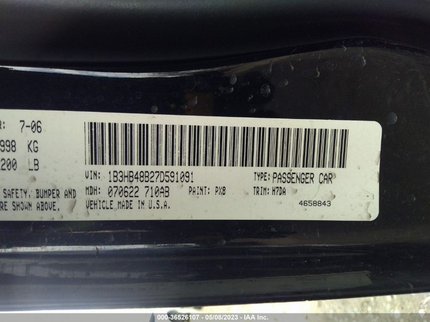 1B3HB48B27D591091 2007 Dodge Caliber Sxt