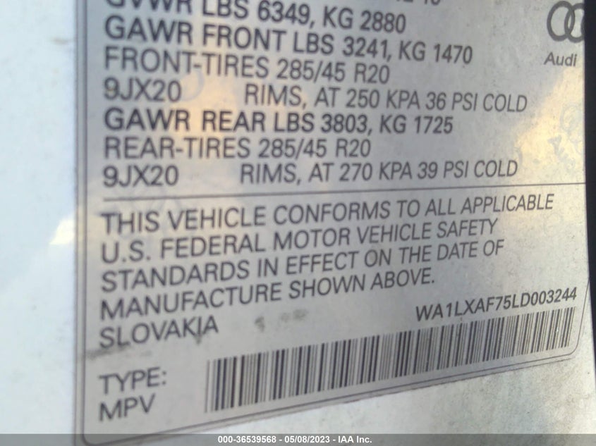 Audi Q7 2020 -auction- 8