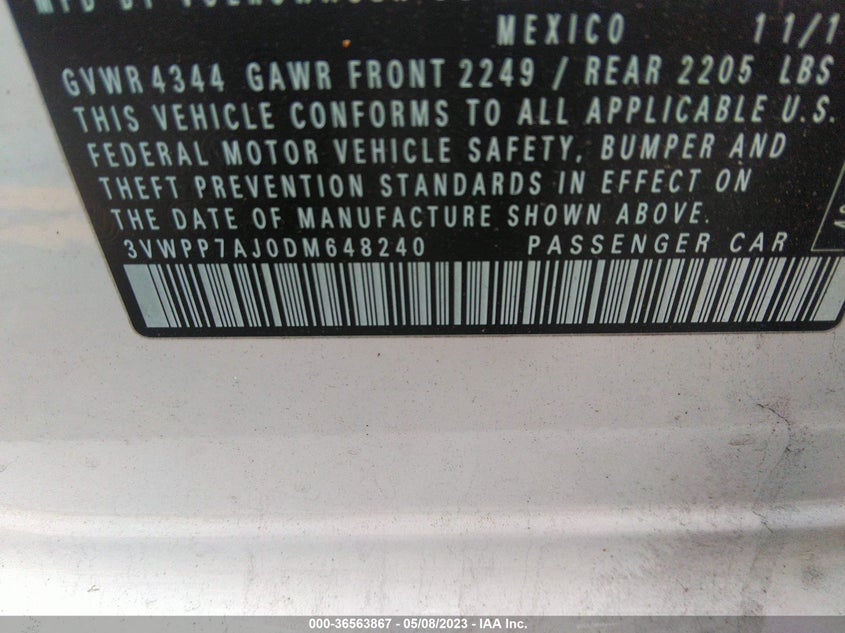 2013 VOLKSWAGEN JETTA SPORTWAGEN 2.5L S - 3VWPP7AJ0DM648240