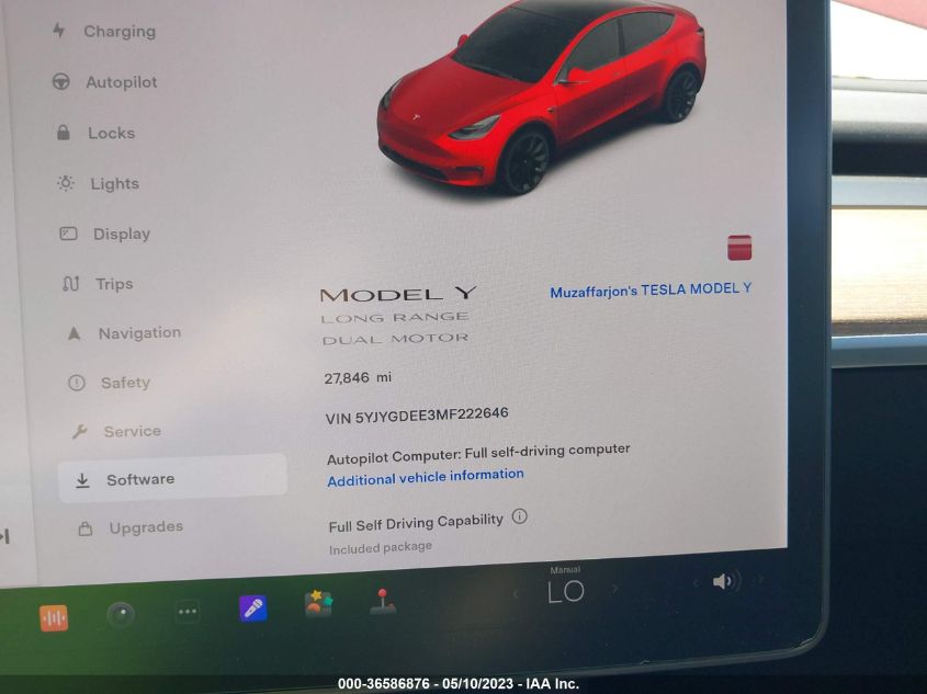 2021 Tesla Model Y Long Range VIN: 5YJYGDEE3MF222646 Lot: 36586876