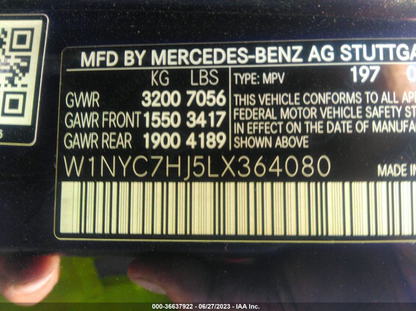 VIN W1NYC7HJ5LX364080 2020 Mercedes-Benz G-Class, A... no.9