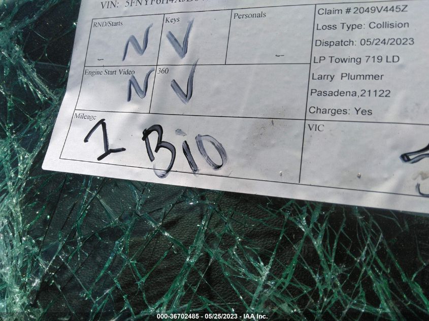 2018 Honda Pilot Ex VIN: 5FNYF6H4XJB047647 Lot: 36702485