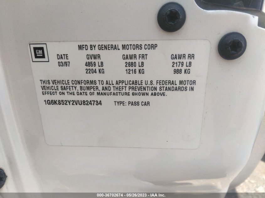 1997 Cadillac Seville Sls VIN: 1G6KS52Y2VU824734 Lot: 36702674