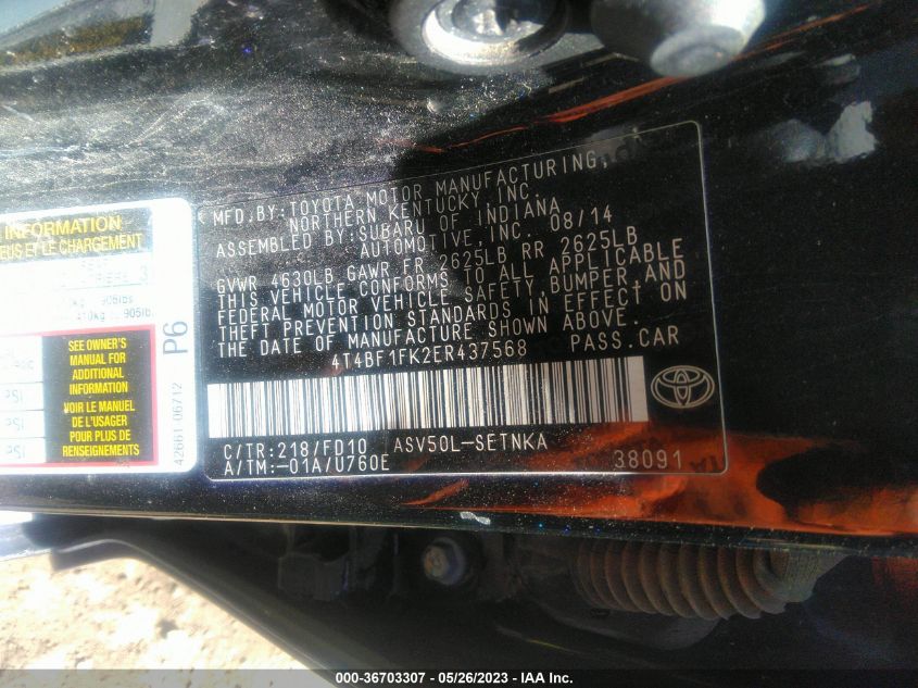 4T4BF1FK2ER437568 2014 Toyota Camry Le