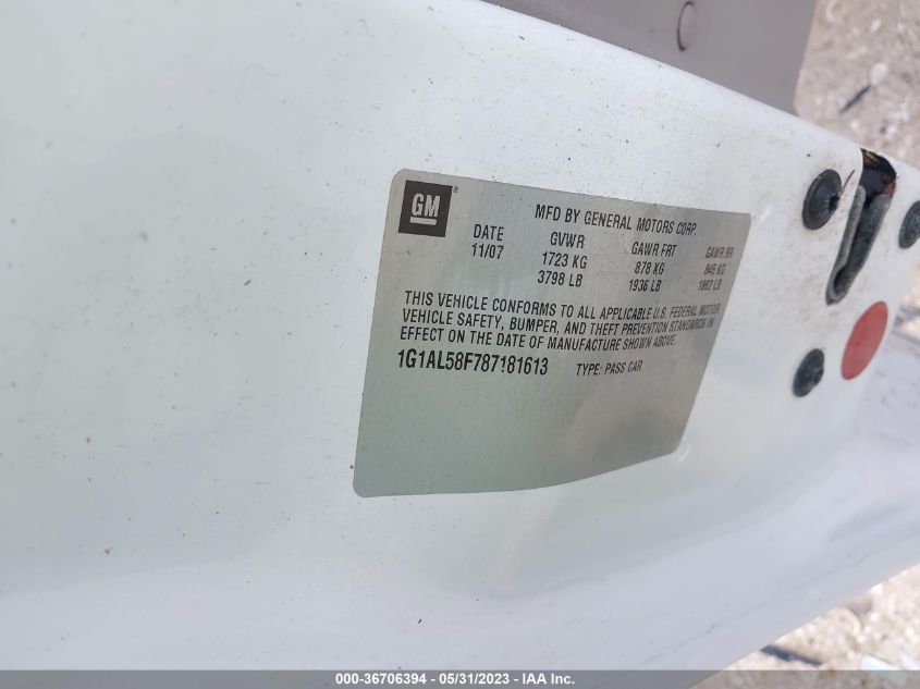2008 Chevrolet Cobalt Lt VIN: 1G1AL58F787181613 Lot: 36706394