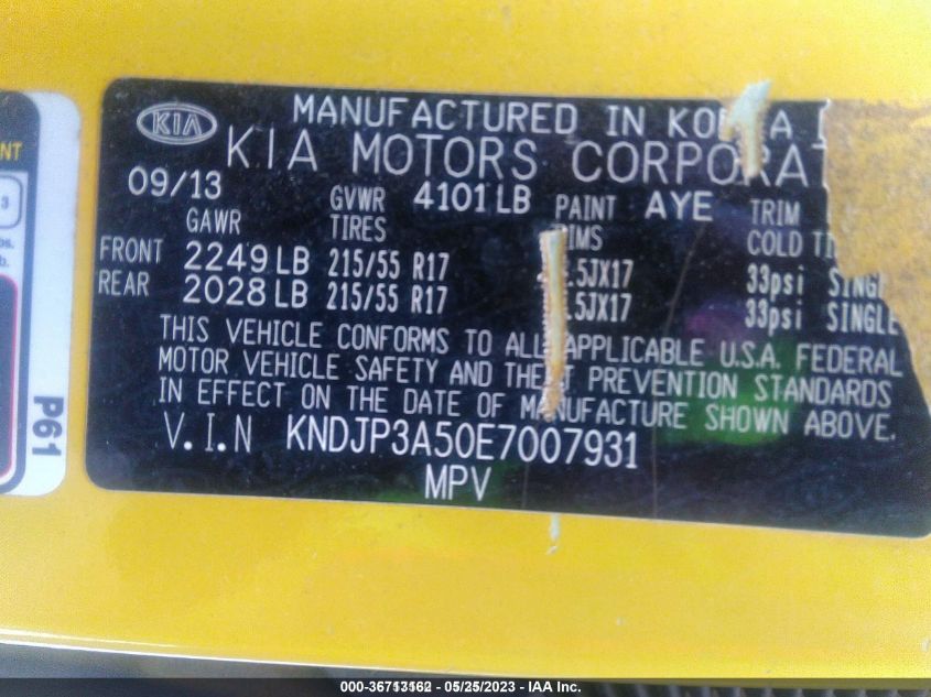 KNDJP3A50E7007931 2014 Kia Soul +