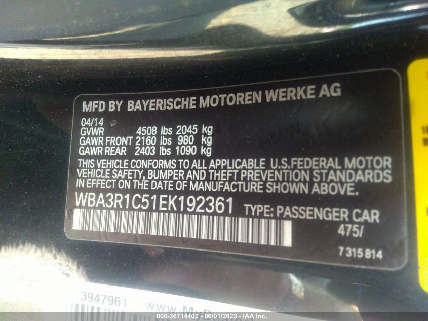 WBA3R1C51EK192361 2014 BMW 435I