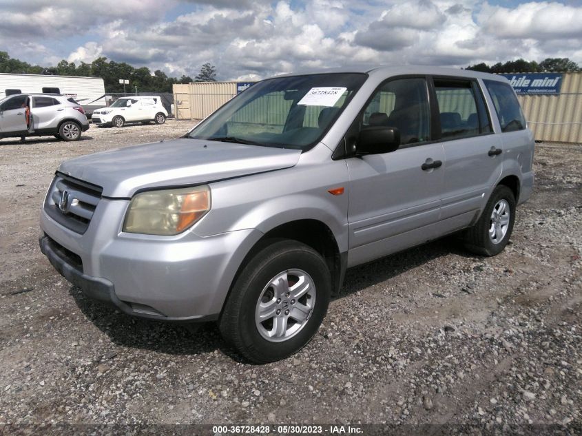 2006 Honda Pilot Lx VIN: 2HKYF18186H511939 Lot: 36728428