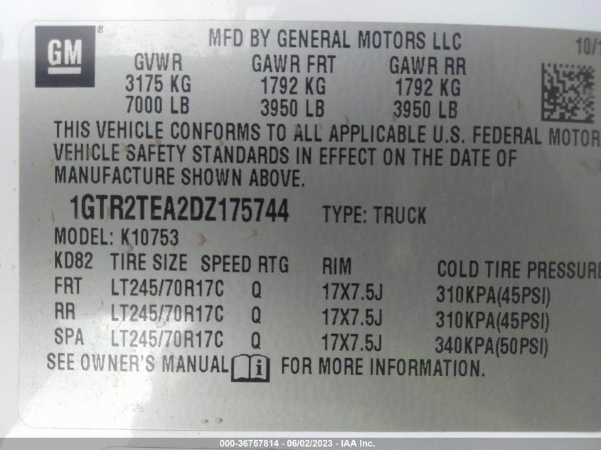 VIN 1GTR2TEA2DZ175744 2013 GMC SIERRA 1500 no.9