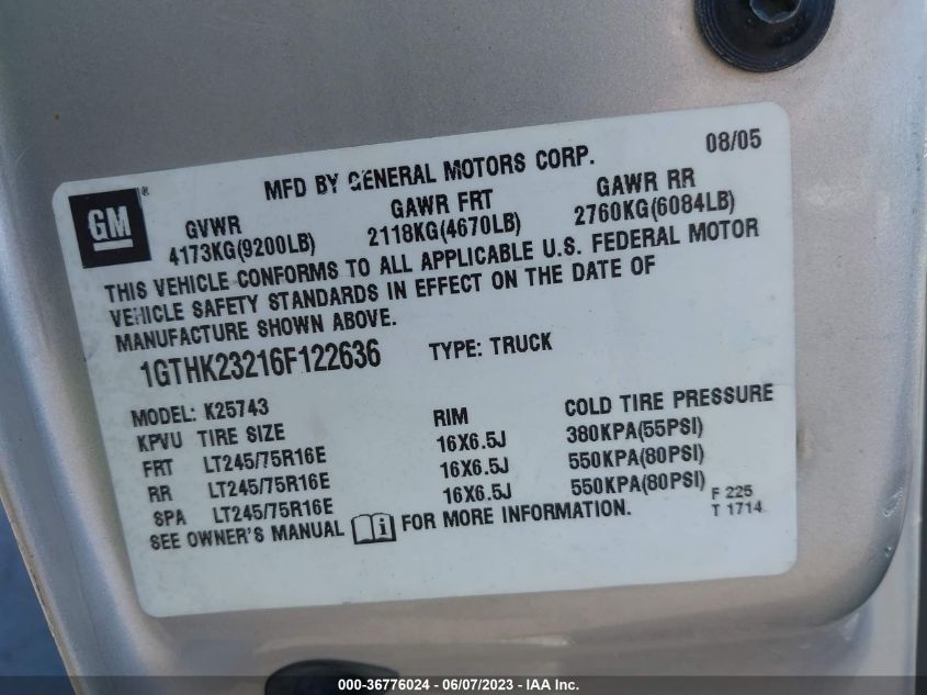 2006 GMC Sierra 2500Hd Work VIN: TMBKC75L4C6048808 Lot: 36776024