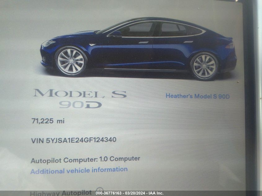 5YJSA1E24GF124340 2016 Tesla Model S