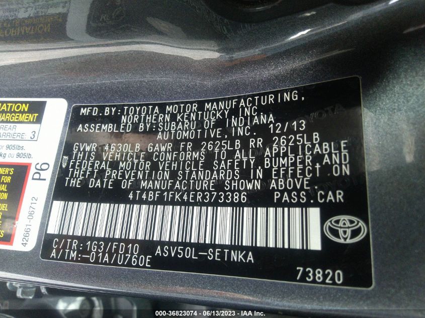 4T4BF1FK4ER373386 2014 Toyota Camry Le