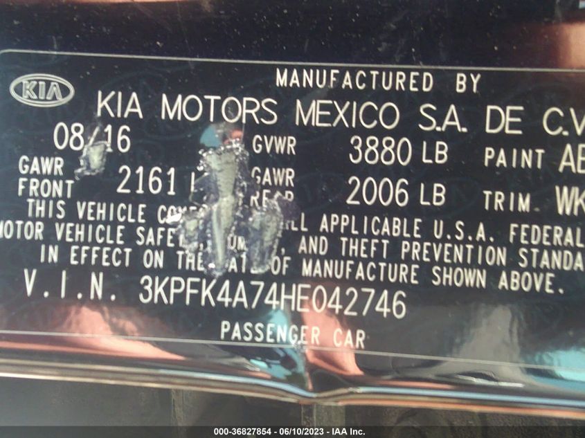 3KPFK4A74HE042746 2017 Kia Forte Lx