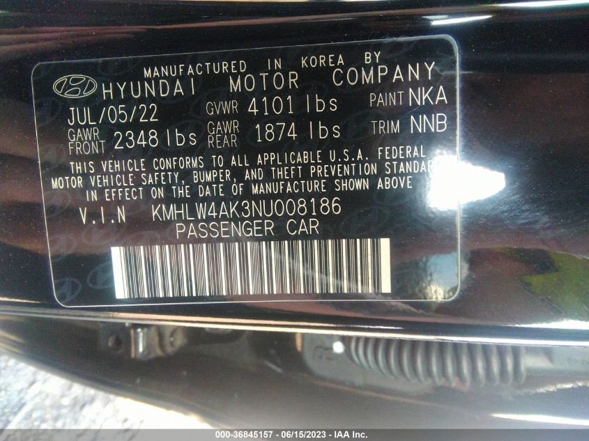 KMHLW4AK3NU008186 2022 Hyundai Elantra N