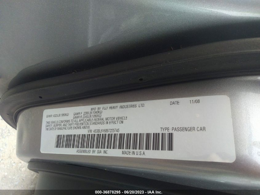 4S3BL616897225745 2009 Subaru Legacy 2.5I