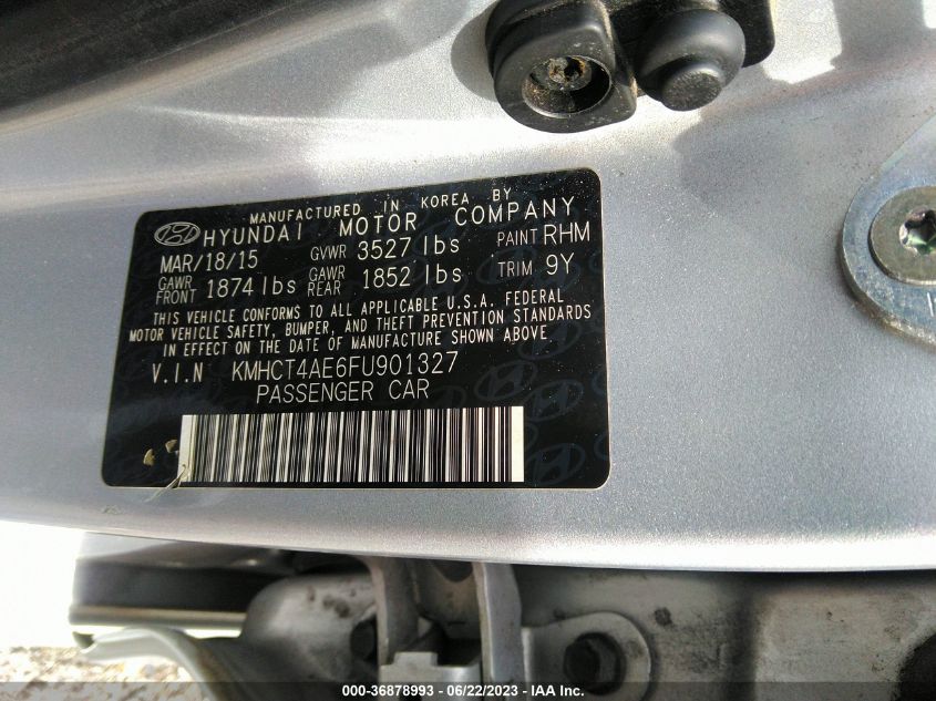 KMHCT4AE6FU901327 2015 Hyundai Accent Gls