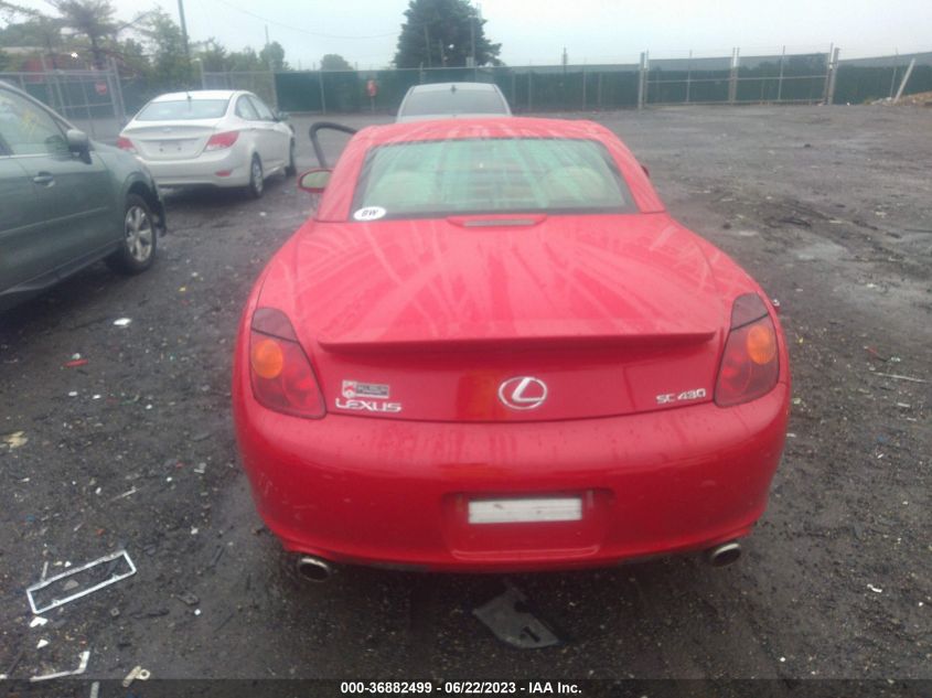 2002 Lexus Sc 430 VIN: JTHFN48Y720030613 Lot: 36882499