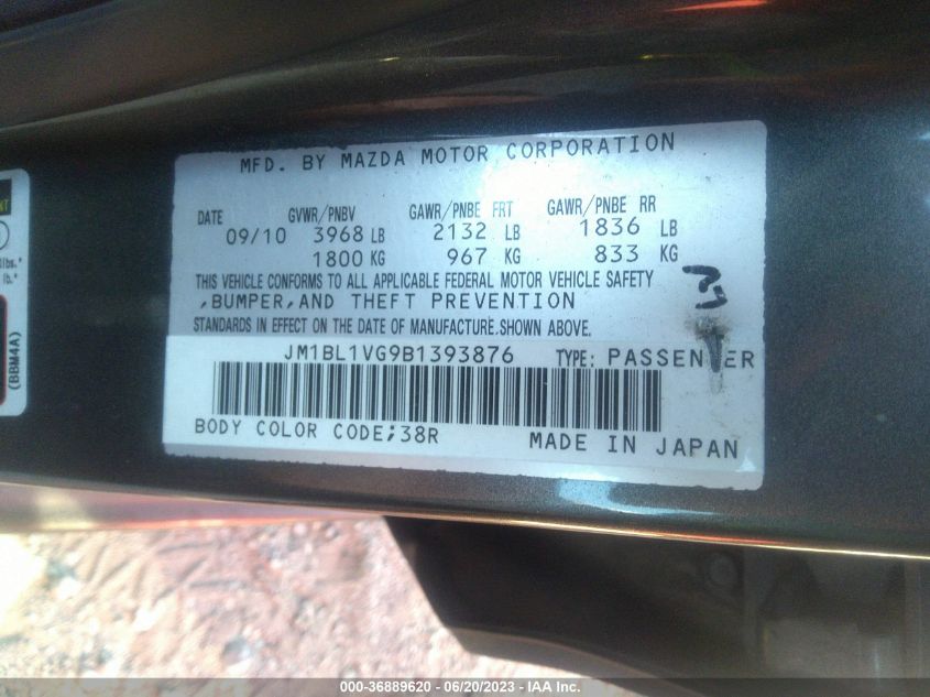 2011 Mazda Mazda3 I Touring VIN: JM1BL1VG9B1393876 Lot: 36889620