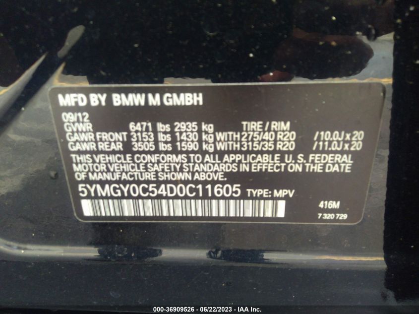 5YMGY0C54D0C11605 2013 BMW X5 M