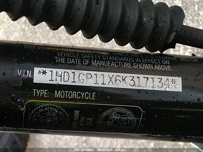 2006 Harley-Davidson Fxdwgi VIN: 1HD1GP11X6K317134 Lot: 36909663