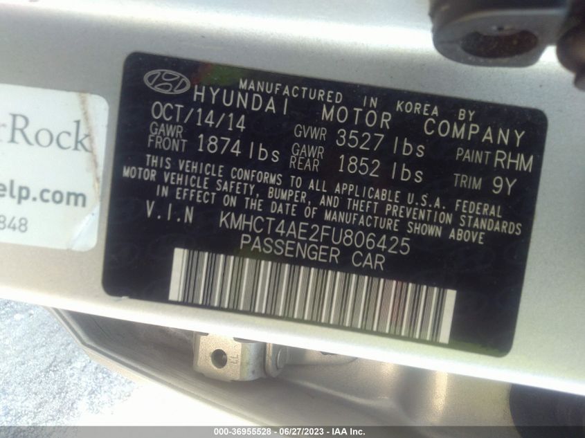 KMHCT4AE2FU806425 2015 Hyundai Accent Gls