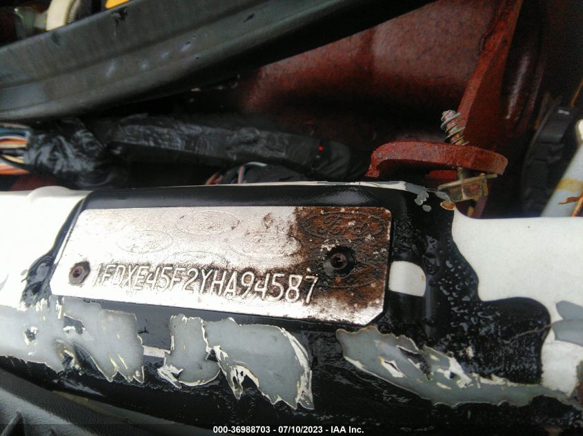 2000 Ford E-450 Cutaway Standard VIN: 1FDXE45F2YHA94587 Lot: 36988703