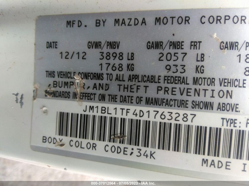 1FTRW14W17FB13554 2013 Mazda Mazda3 I Sv