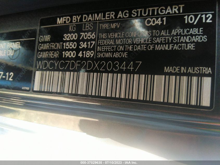 VIN WDCYC7DF2DX203447 2013 Mercedes-Benz G-Class, G... no.9