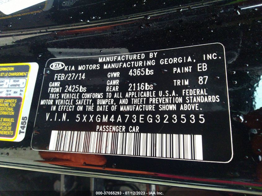 5XXGM4A73EG323535 2014 Kia Optima Lx