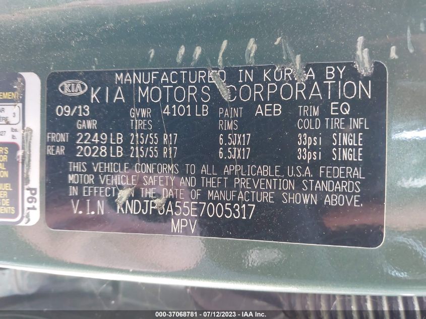 KNDJP3A55E7005317 2014 Kia Soul +