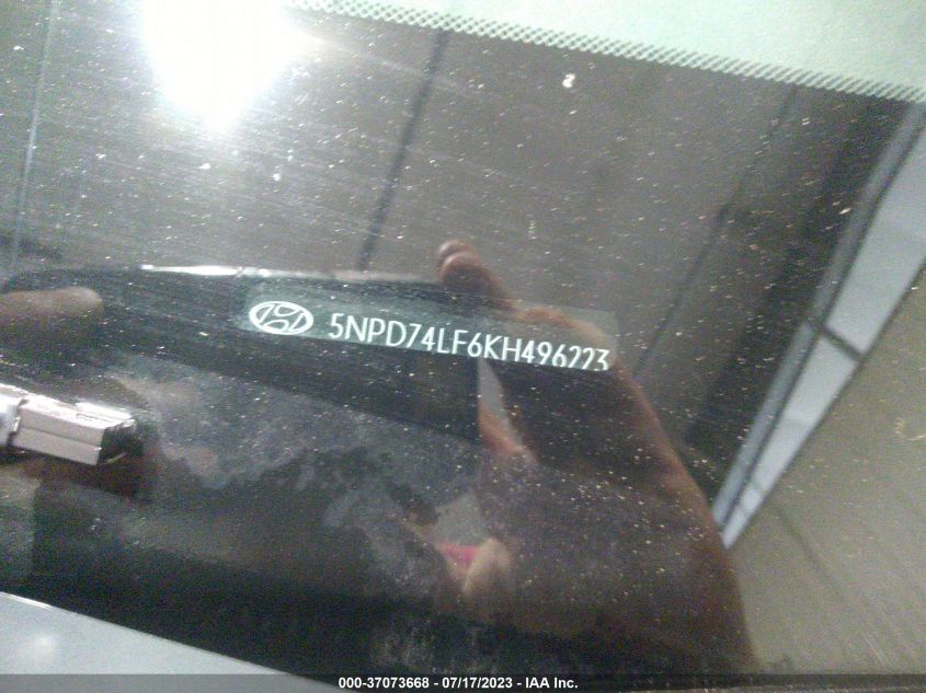 2019 Hyundai Elantra Se VIN: 5NPD74LF6KH496223 Lot: 37073668